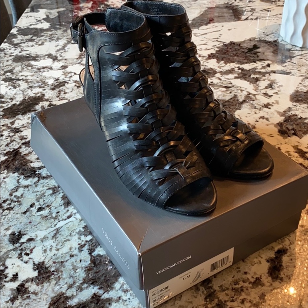 Black leather Open toe Sandals Sz 12 Rarely Worn
